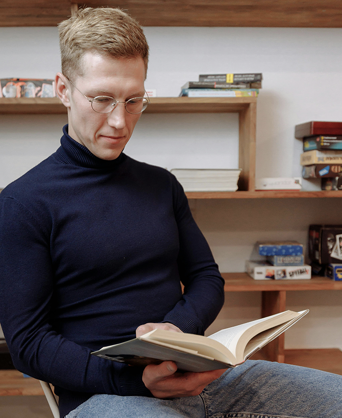 Man focused and alert